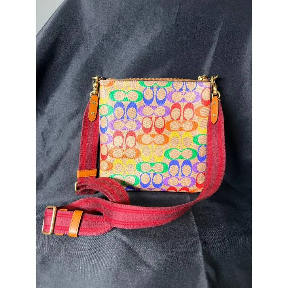 Coach Pride 2022 Rainbow Signature Kitt Messenger Crossbody Bag CA232